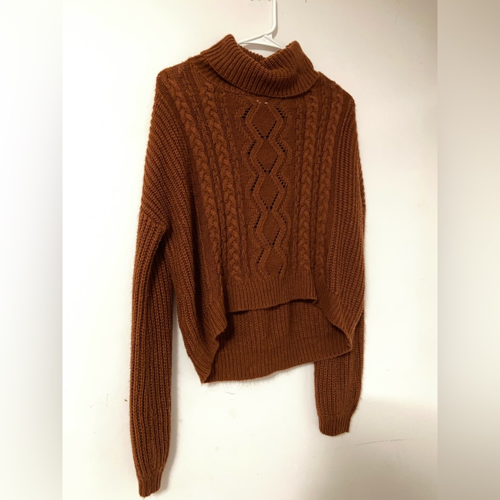 Rust brown cozy knit turtleneck sweater!
